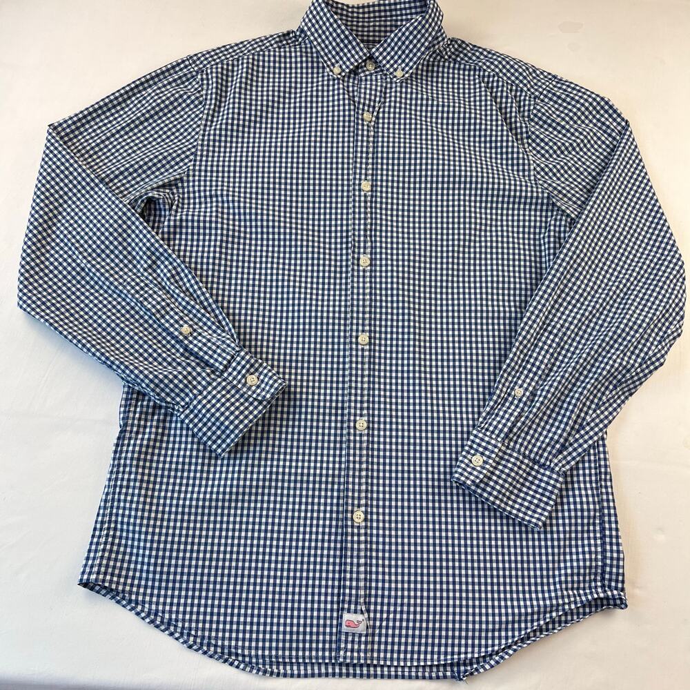 Vineyard Vines Blue Gingham Men's Button Down Shirt Size Medium Classic Murphy